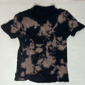 brown and black tie dye urban outfitters shirt,stretchy light weight material.